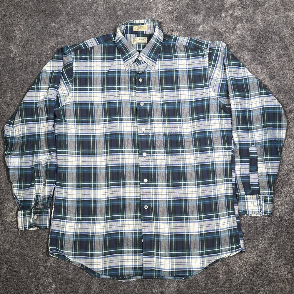 Vintage LL Bean Plaid Button Down Shirt Mens 16.5 - 32 Made in USA